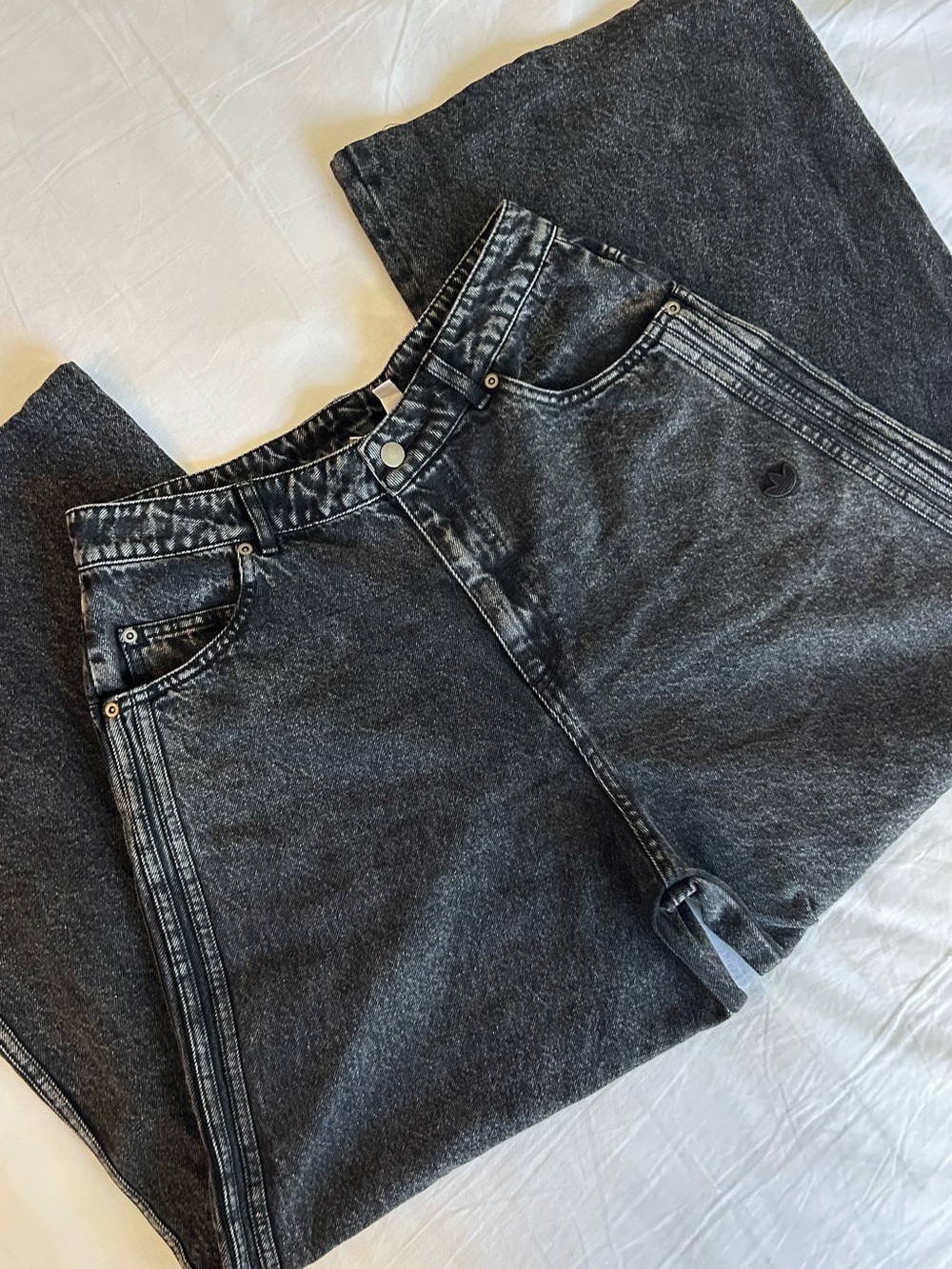 Adidas Originals Premium Essentials Black Wide Leg Denim Jeans